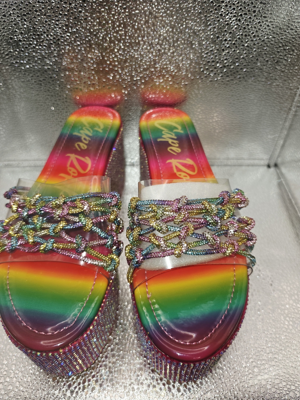 Cape Robbin Rainbow Multicolor Beaded Slide Mules